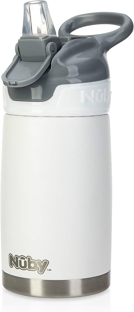 Nuby Thirsty Kids No Spill Flip-It Reflex Stainless Steel Travel Cup, 10 Oz, White | Amazon (US)