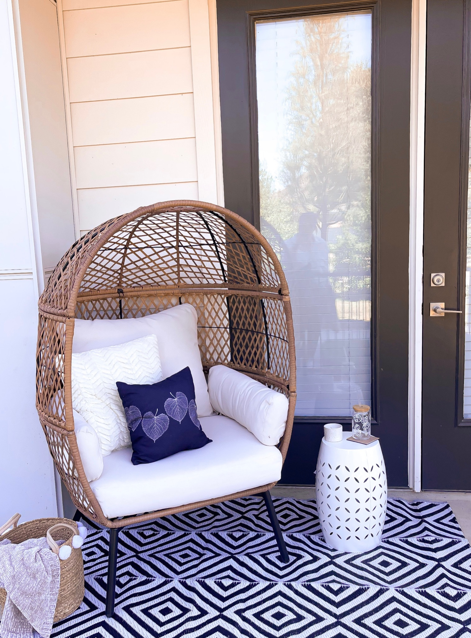 Outdoor patio decor 
bought this egg chair for my daughters birthday and surprised her with a patio refresh at her apartment. 
Patio furniture, egg chair, outdoor rug 

#LTKsalealert #LTKSeasonal #LTKhome