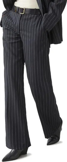 Pressed Crease Pinstripe Wool Blend Straight Leg Trousers | Nordstrom