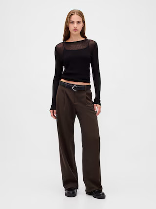 365 Low Rise Brushed Twill Pleated Trousers | Gap (US)