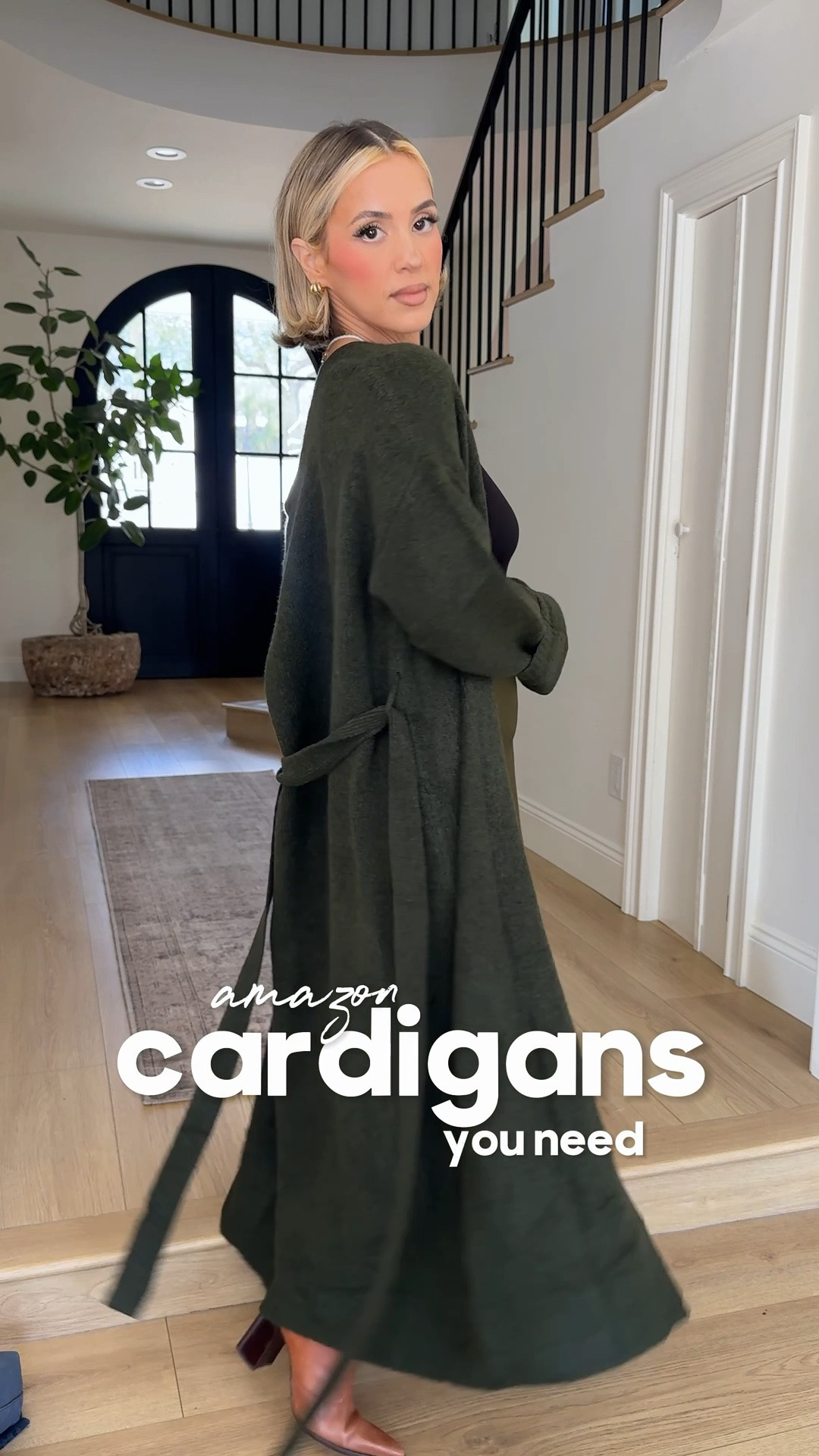 Amazon chunky knit cardigans that I own & love! Perfect for colder season 🥰 

Wearing small in everything! 
Size 4 or 26 in jeans