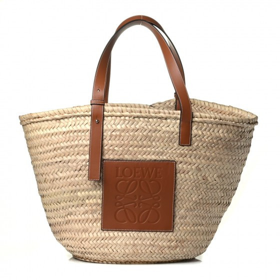 LOEWE Raffia Basket Tote Natural Tan | Fashionphile
