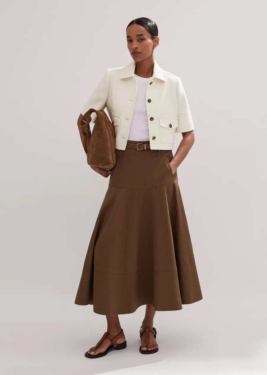Linen-Blend A-Line Skirt | ME+EM US