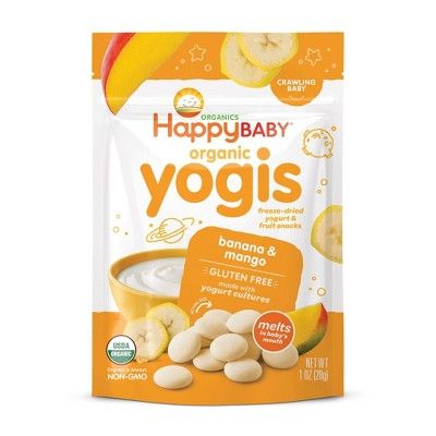 HappyBaby Organic Yogis Banana & Mango Freeze-Dried Yogurt & Fruit Baby Snacks  - 1oz | Target