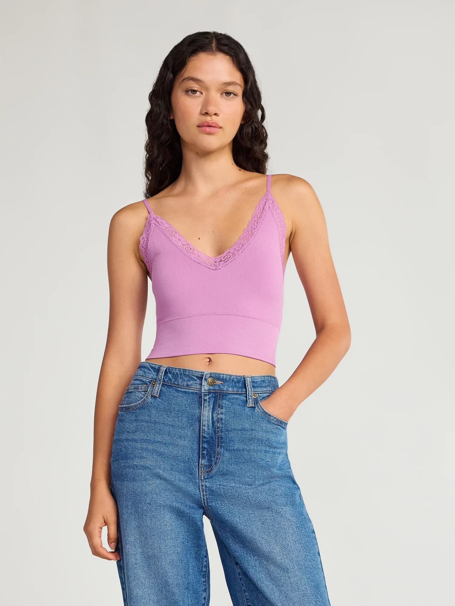 No Boundaries Lace Trim Cami Tank, Women's | Walmart (US)