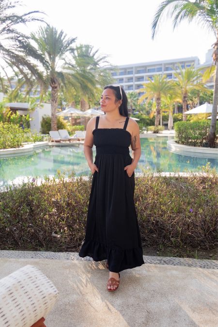 Black dress and sandals in Punta de Mita, Puerto Vallarta, Mexico 🖤 it would also make a great wedding guest dress! It’s lightweight, suuuper soft, and has pockets 😍 runs tts and the top is stretchy; wearing a size Small

#LTKmidsize #LTKwedding #LTKtravel