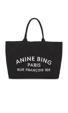 ANINE BING Leo Canvas Tote in Black from Revolve.com | Revolve Clothing (Global)