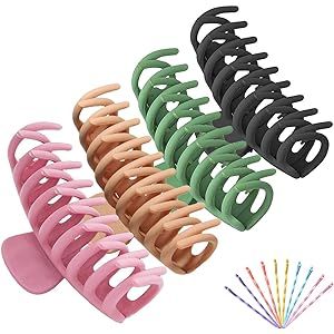 Amazon.com : Big Hair Claw Clips 4 Pack Large Banana and Jaw Clips for Women Ladies Girls Matte N... | Amazon (US)