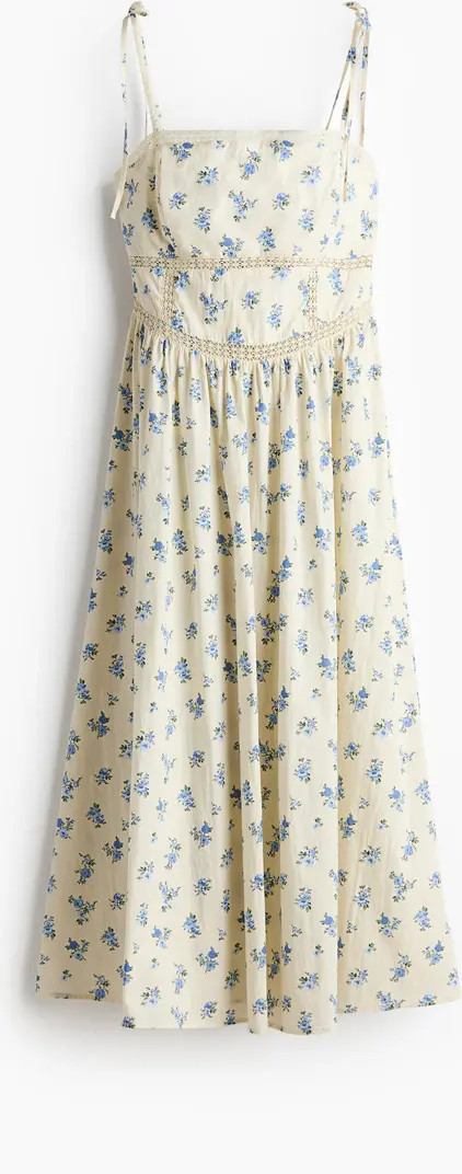 H&M Cotton dress with tie-top shoulder straps | Nordstrom | Nordstrom