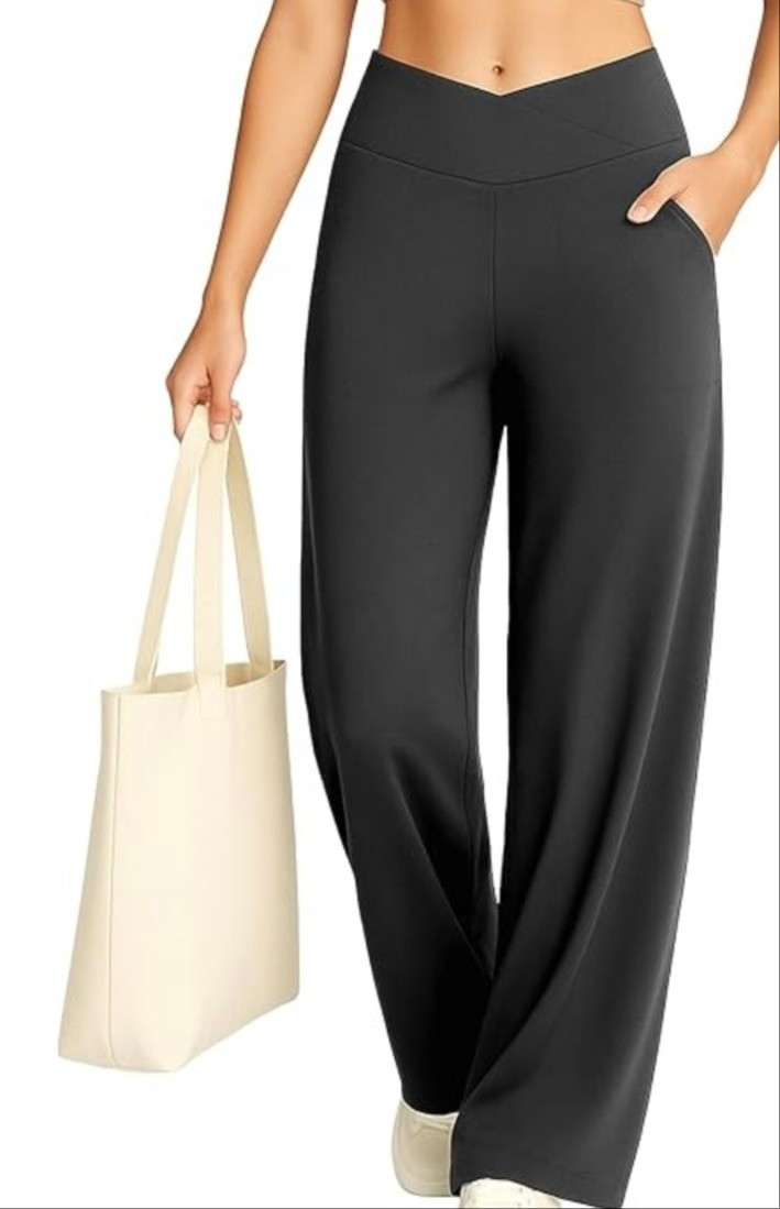 Wide leg black yoga pants for petites aka short women.

#LTKPetite #LTKActive #LTKootd