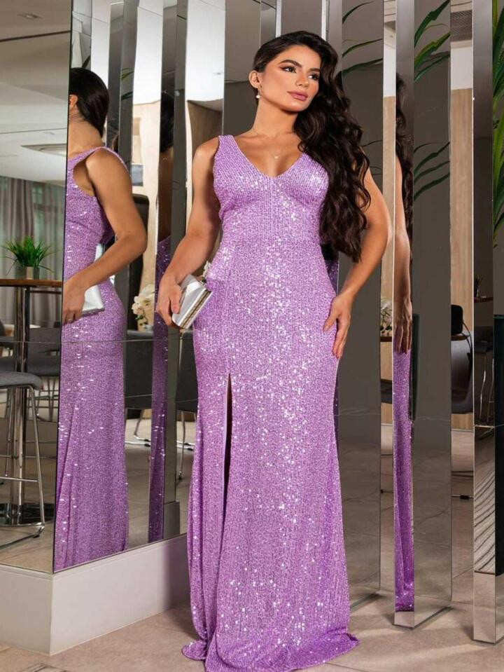 Vestido formatura madrinha festas formatura serenity preto lilás menta ou marsala regata decote ... | SHEIN