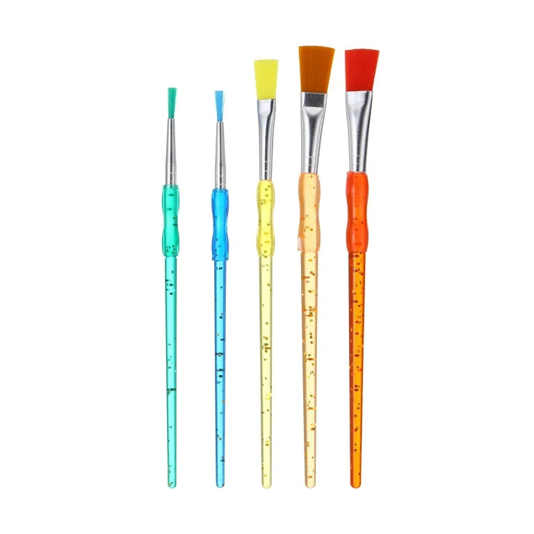 Hello Hobby Assorted Shape Synthetic Bristle Art Brushes (5 Pack), Age Group 3+ | Walmart (US)