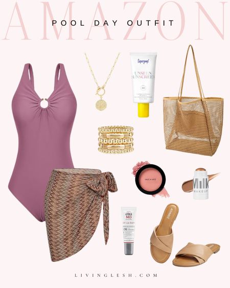Amazon outfit | Amazon fashion | Pool outfit | Swimsuit | Coverup | Sandals | Bronzer | Blush | Pool bag | Beach bag | One piece swimsuit

#LTKSeasonal #LTKSwim #LTKTravel