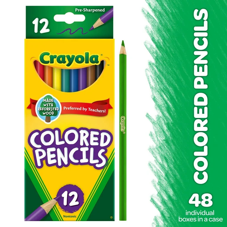 Crayola 12ct Colored Pencils, Assorted Colors, Pre-sharpened, (Case Contains 48 Packs), Bulk Scho... | Walmart (US)