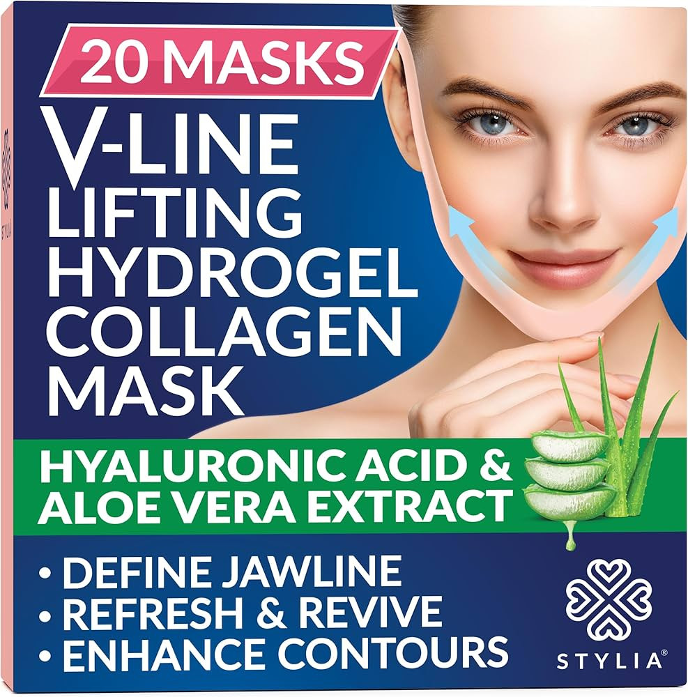 Stylia V-Line Lifting Collagen Face Mask with Hyaluronic Acid & Aloe Vera - Spa Quality Chin Stra... | Amazon (US)