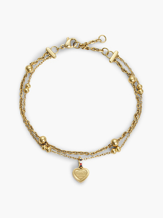 Gold-Plated Heart Charm Layered Bracelet | Gold | Tommy Hilfiger | Tommy Hilfiger UK