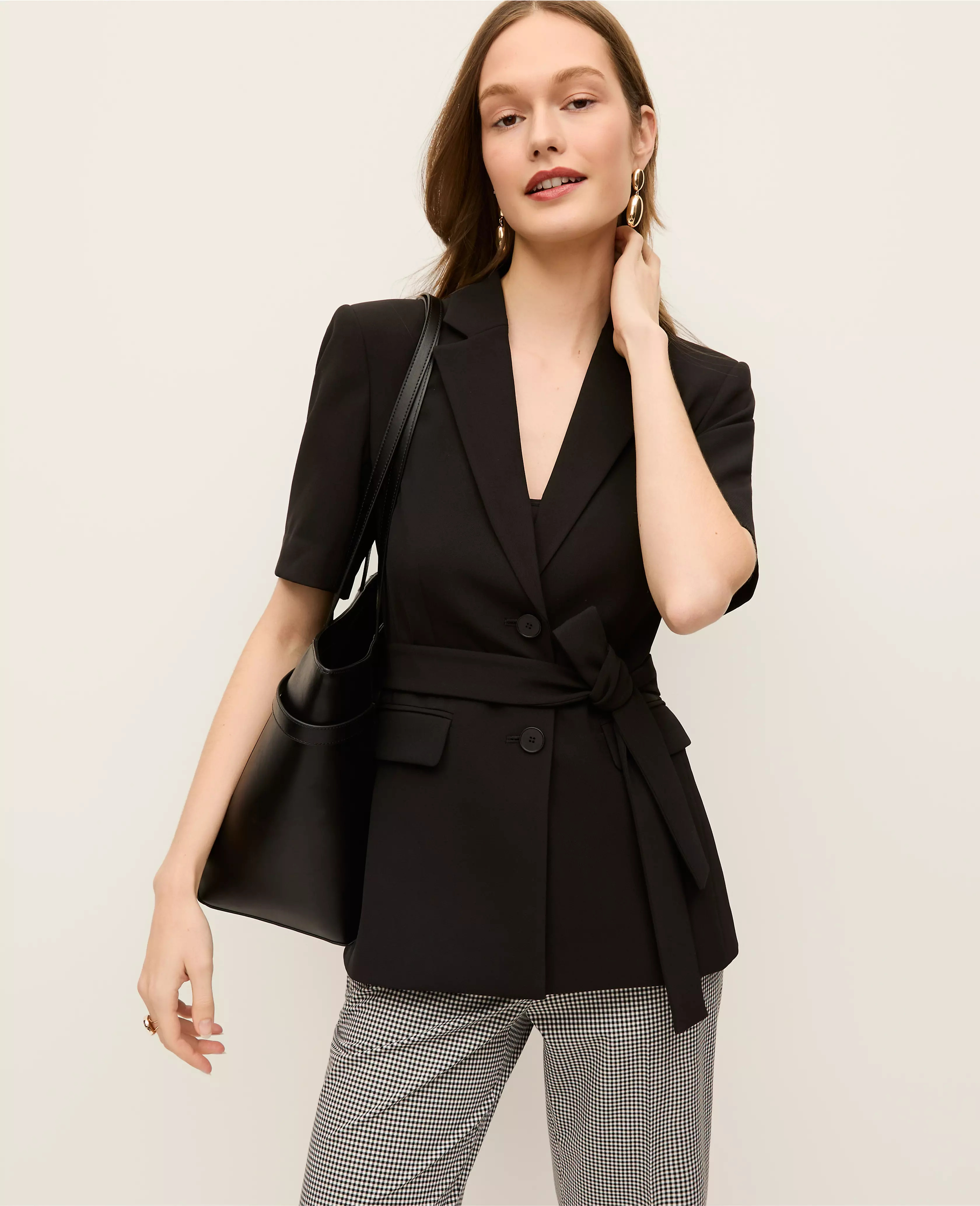 The Fitted Belted Blazer in Crepe | Ann Taylor