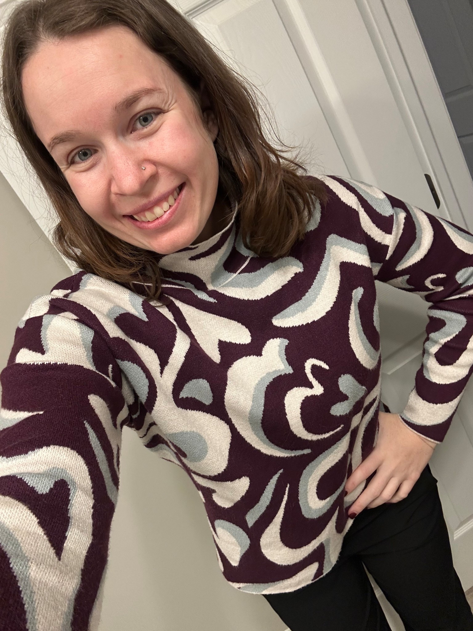 anyone else hate tight collars on turtle necks???? luckily this was PERFECT from Anthropologie and it’s on sale!!! this abstract design is from a few years ago, but linked a similar one from this year’s collection ✨

#LTKootd #LTKCyberWeek #LTKSaleAlert