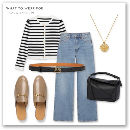 ‘Jeans & a nice top’ 👖

A stripe cardigan, wide legs jeans, Gucci mules, Loewe belt & bag, Monica Vinader necklace 

#LTKstyletip #LTKSeasonal #LTKitbag