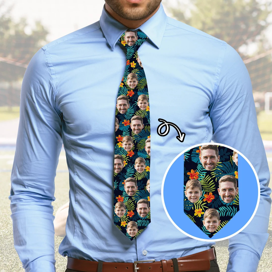 Men's Tropical Neckties,Father's Face Tie,Custom Photo Tie,Personalized Face Photo Tie,Photo Neck... | Etsy (US)
