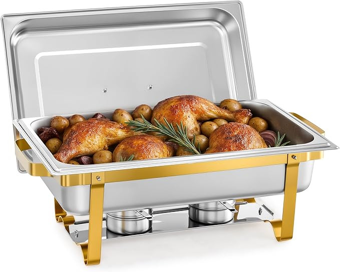 WILPREP Chafing Dish for Buffet, 9 qt Chafer and Buffet Warmer Set with Full Size Food Pan & Fold... | Amazon (US)