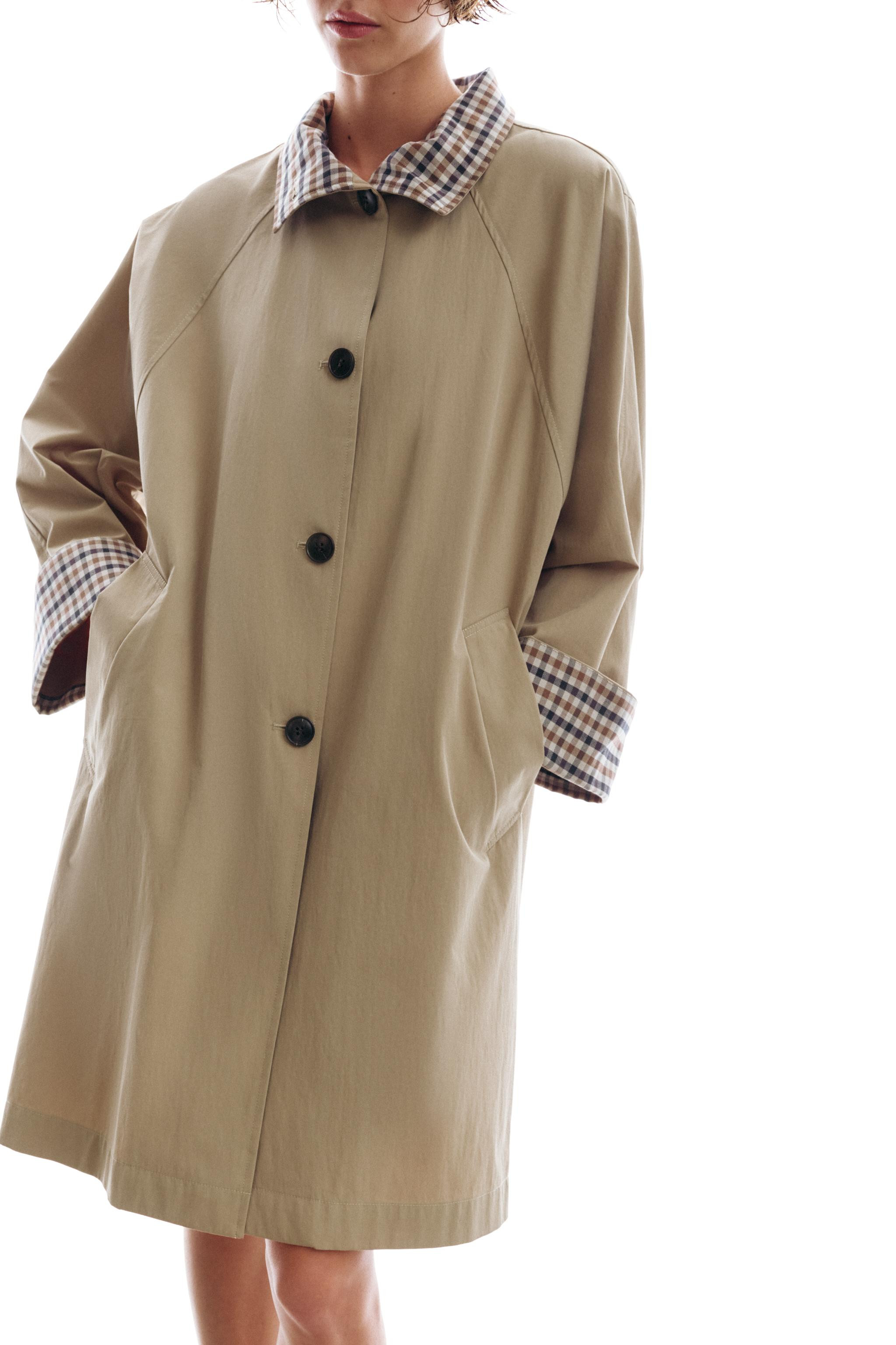 OVERSIZED PLAID CUFF TRENCH COAT | Zara Canada