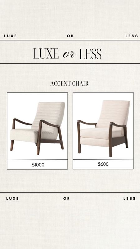 Luxe or Less: Accent Chair

Gorgeous on either budget!

budget friendly, budget friendly home, budget friendly accent chairs, accent chair, upholstered chair, wood chair, tjmaxx finds, magnolia home 

#LTKhome