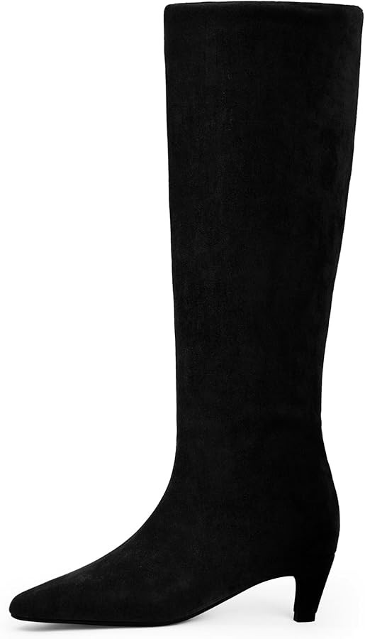 Modatope Knee High Boots Women Square Toe Kitten Heel Tall Boots Womens Fashion Long Boots | Amazon (US)