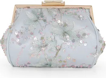 Iris Floral Embroidered and Sequin Signature Pouch Clutch | Nordstrom