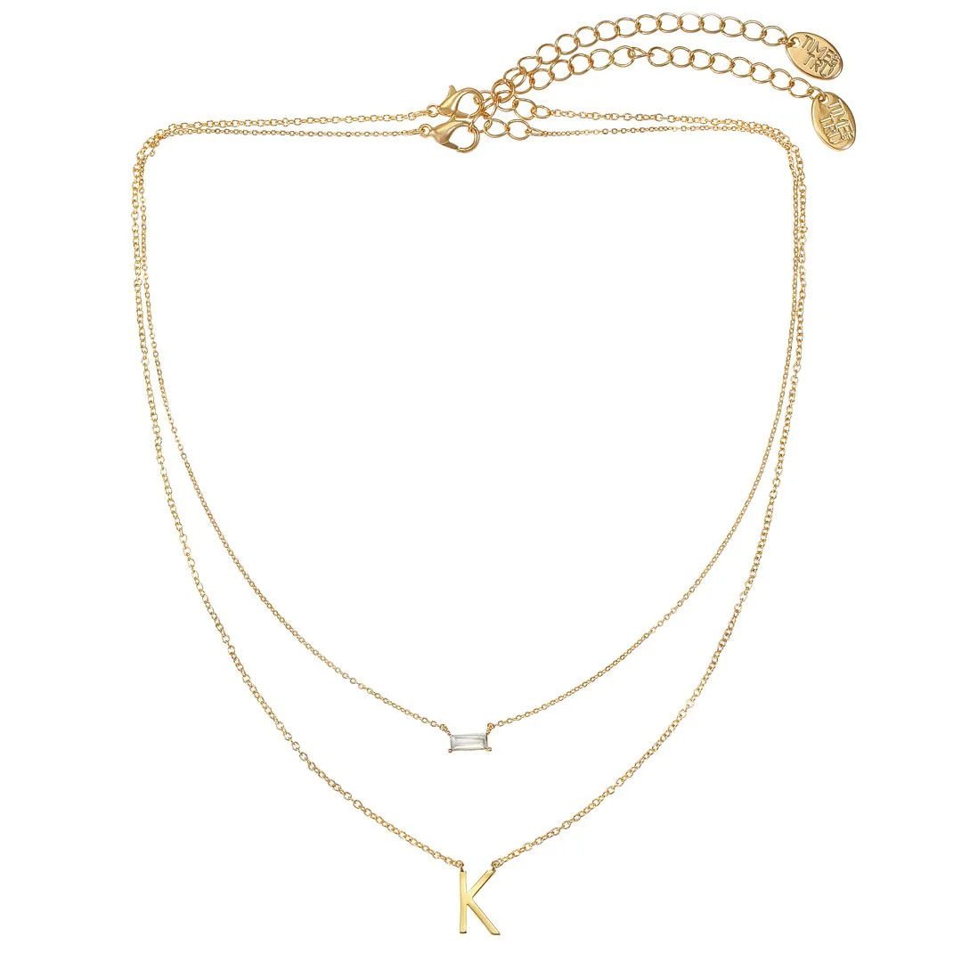 Time and Tru Women's Gold Initial Letter "K" Necklace Set, 2 Piece Set | Walmart (US)