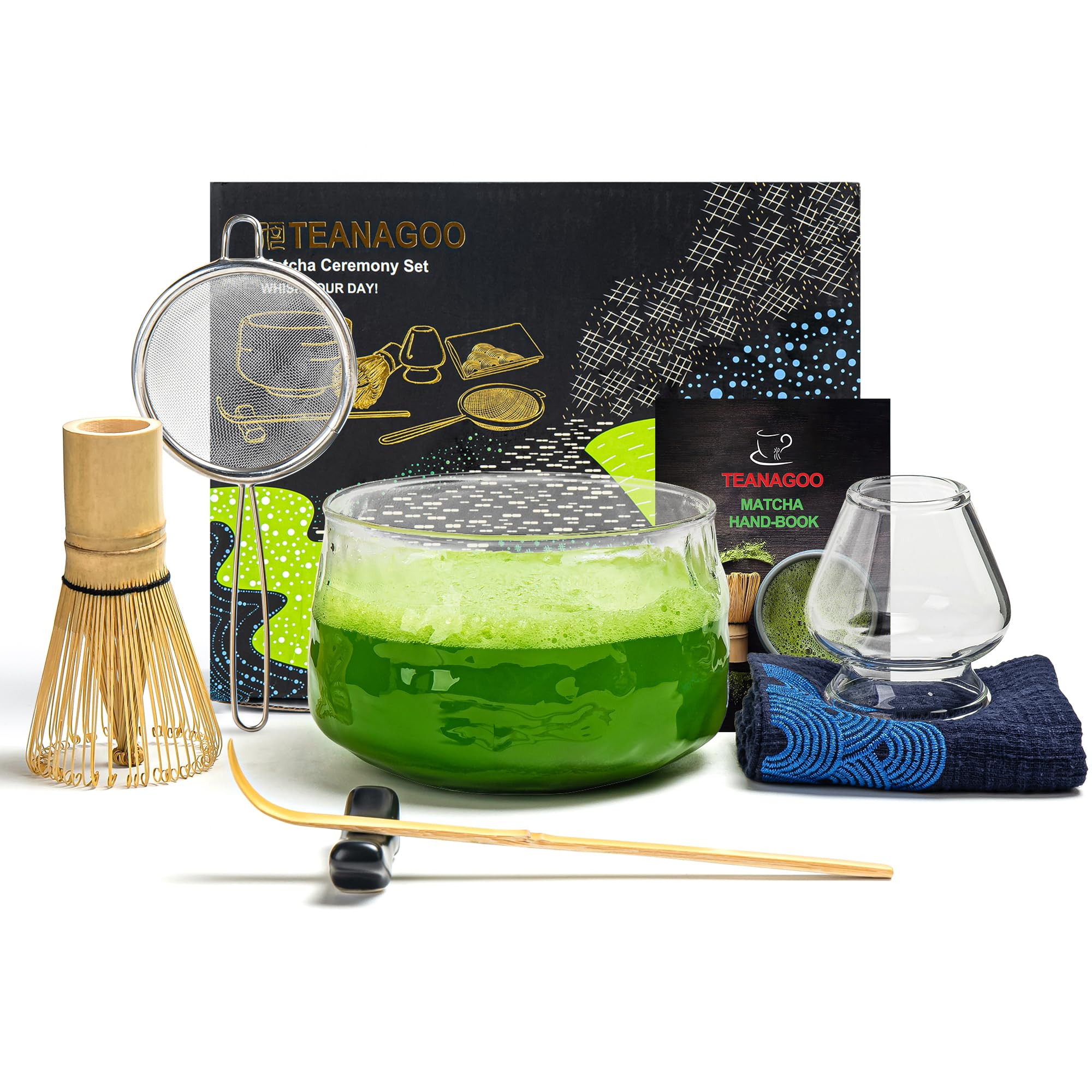 TEANAGOO 7 Pcs Matcha Whisk Set,Glass Matcha Set, Matcha Kit for Ceremony, Matcha Tea Set,Matcha ... | Amazon (US)