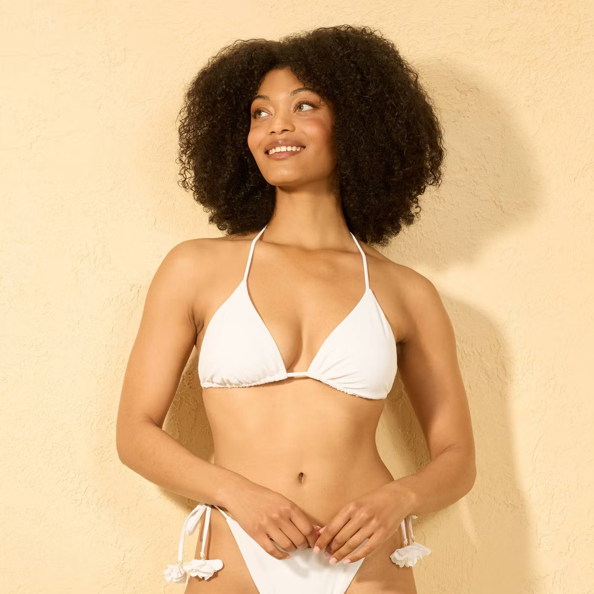 Women's Rosette Triangle Bikini Top - Shade & Shore™ Pink L: Recycled Polyester, Spandex, Remov... | Target