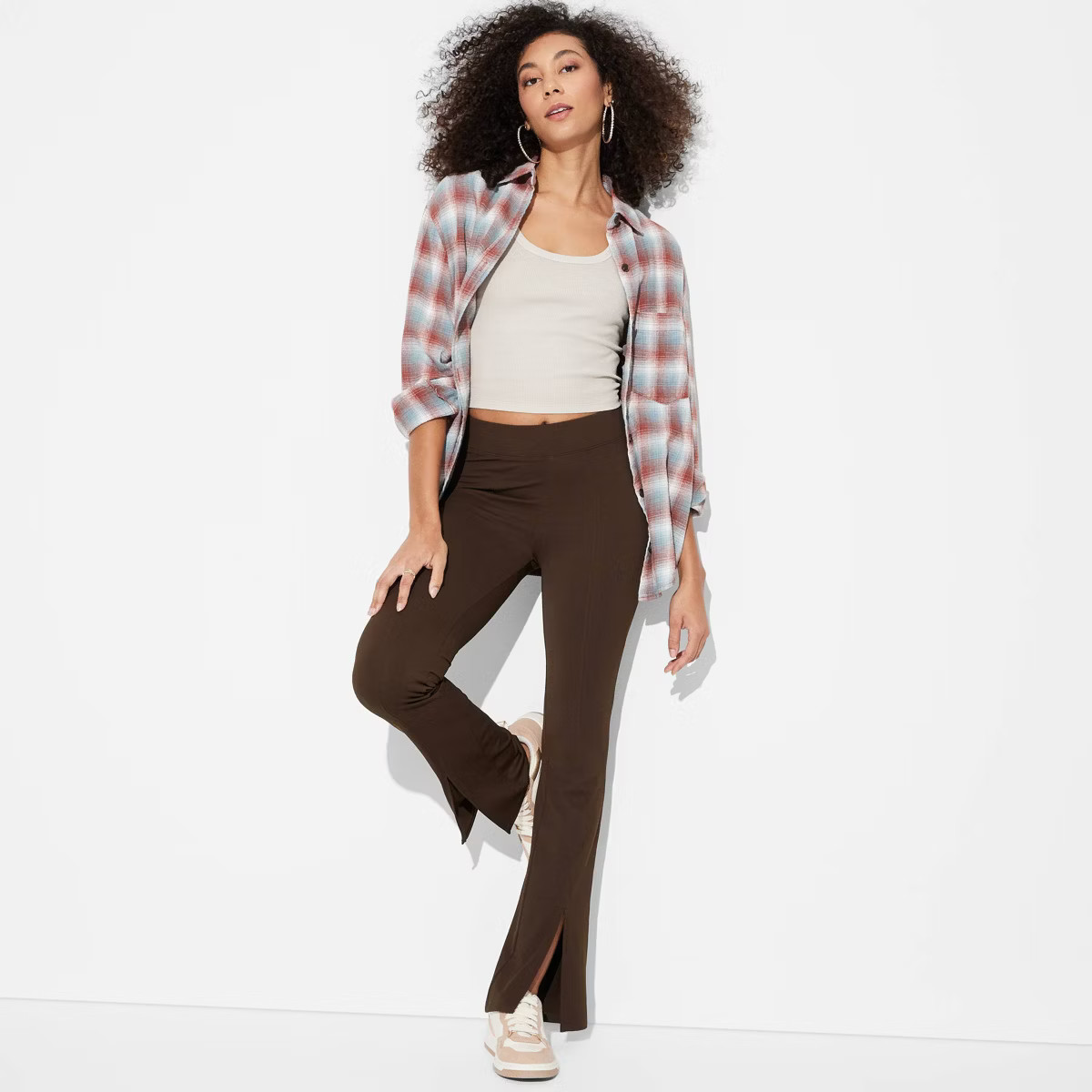 Women's High-Waisted Ribbed Flare Leggings - Wild Fable™ | Target