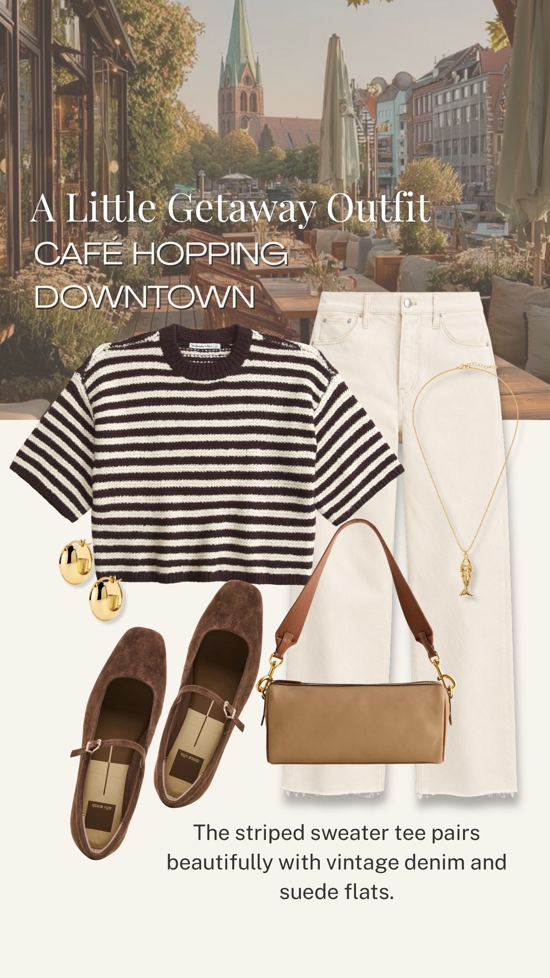 A little café-hopping outfit with timeless appeal 🤎 This striped sweater tee adds just enough interest to classic white denim, while brown suede flats and a structured bag keep the look polished but comfortable for everyday wear.

💡 LTK MADE EASY
❤️ Heart = Support my posts!
🔖 Save = Get sale & restock alerts
📋 Lists = Keep favorites organized
📲 Share = Send lists and products to a friend
💬 Comment = Ask me anything about what I’m wearing!

#LTKootd #LTKOver40 #LTKSeasonal