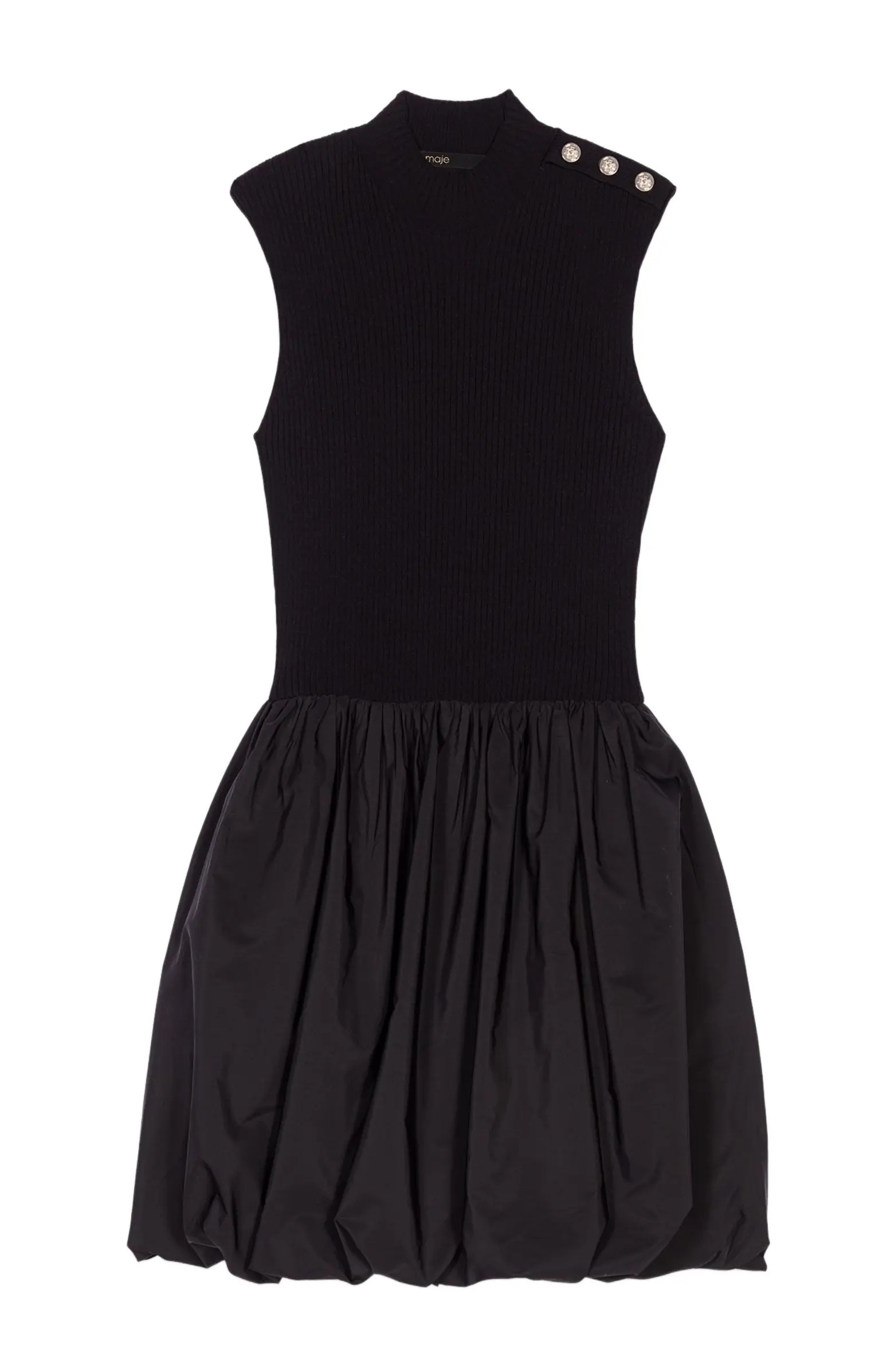 Mini ribbed knit and taffeta dress | Nordstrom