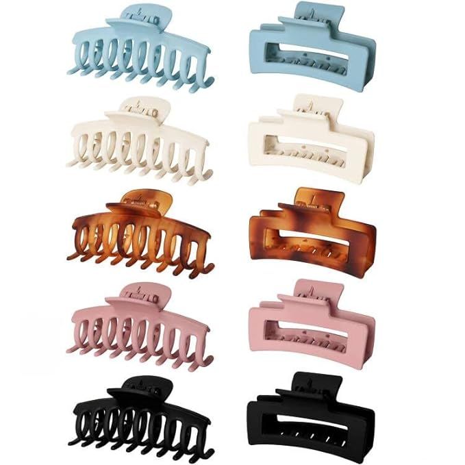 Vsiopy 10pcs Hair Claw Clips for Women Hair, 3.5 Inch Nonslip Medium Large Hair Clamps for Thin H... | Amazon (US)
