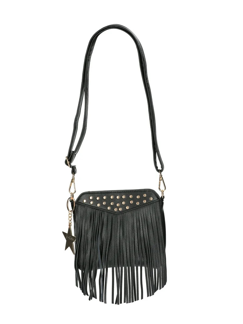 Justice Girls Fringe Crossbody, Black | Walmart (US)