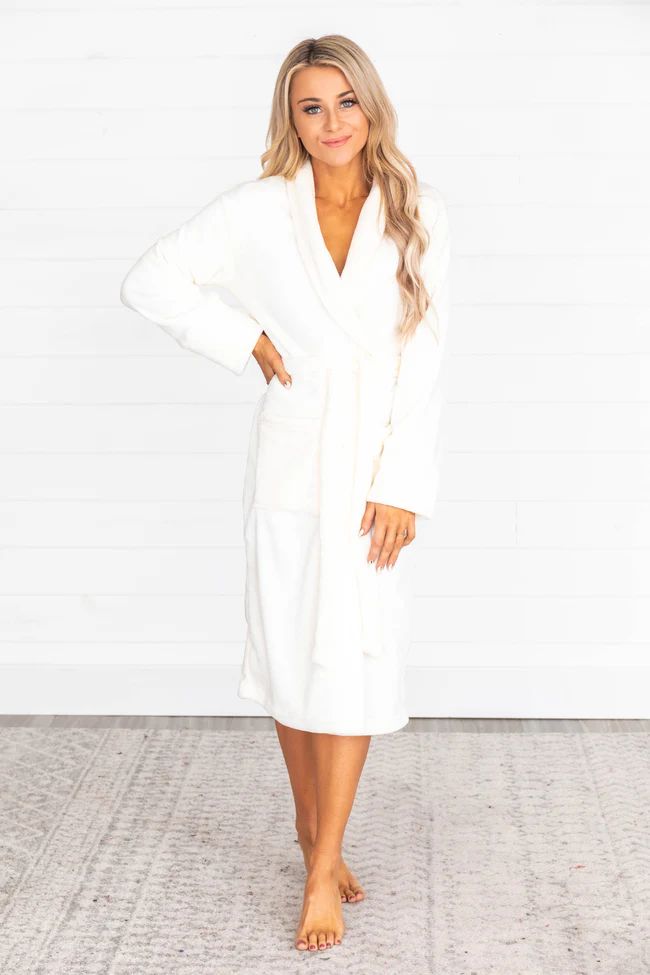 Lazy Sunday Fuzzy Ivory Robe DOORBUSTER | The Pink Lily Boutique