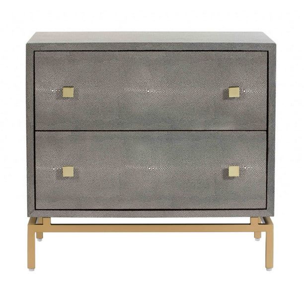 TOV Furniture Pesce 2-Drawer Shagreen Nightstand with Brass Accents | Walmart (US)