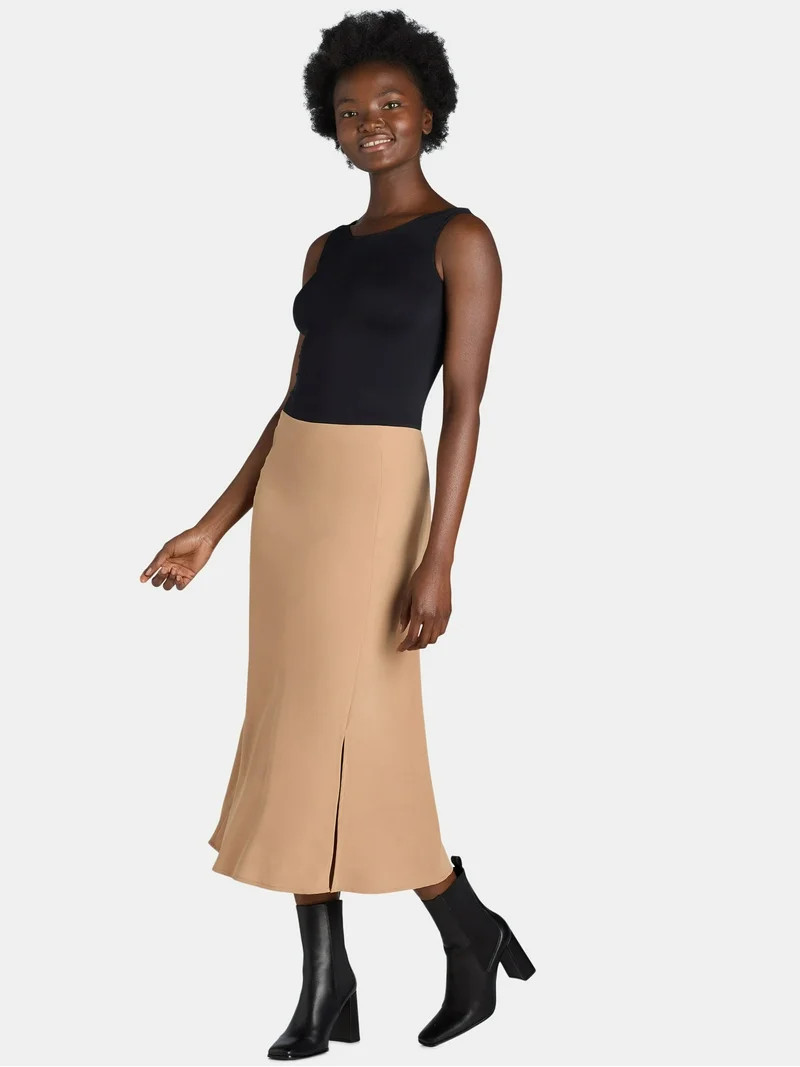 Time and Tru Women's Midi Slip Skirt, Sizes XS-XXXL | Walmart (US)