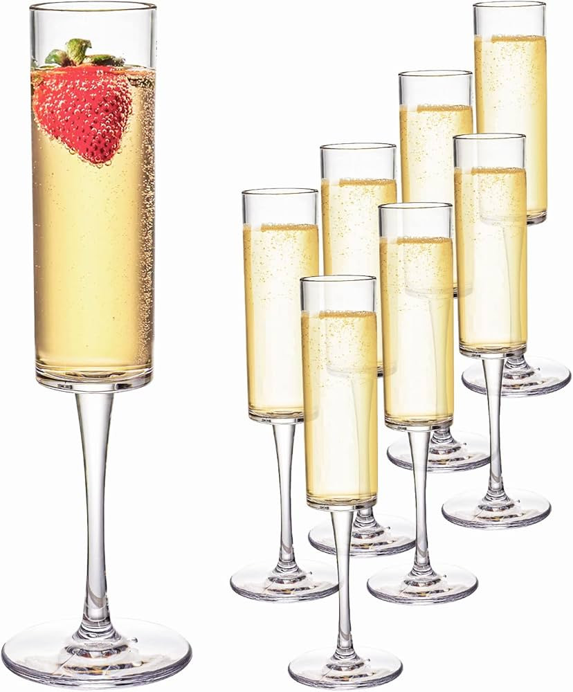 Elsjoy Set of 8 Acrylic Champagne Flutes, 6 Oz Unbreakable Champagne Glasses Reusable Champagne T... | Amazon (US)