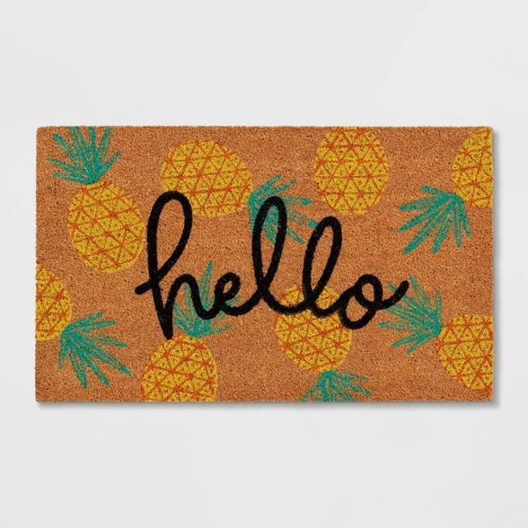 1'6"x2'6" 'Hello' Pineapple Doormat Natural - Sun Squad™ | Target