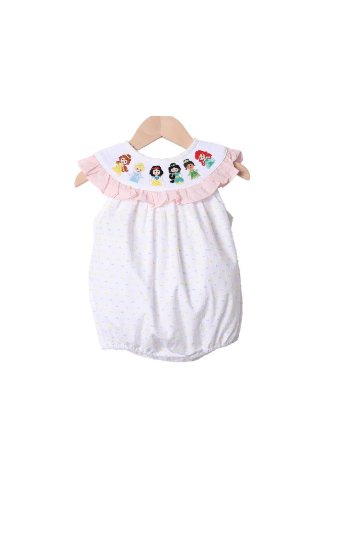 Smocked Princess Swiss Dot Ruffle Bubble | The Smocked Flamingo