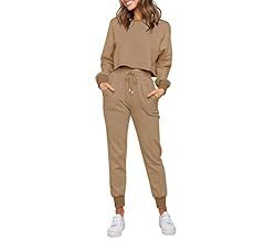 ZESICA Women's Long Sleeve Crop Top and Pants Pajama Sets 2 Piece Jogger Long Sleepwear Loungewea... | Amazon (US)
