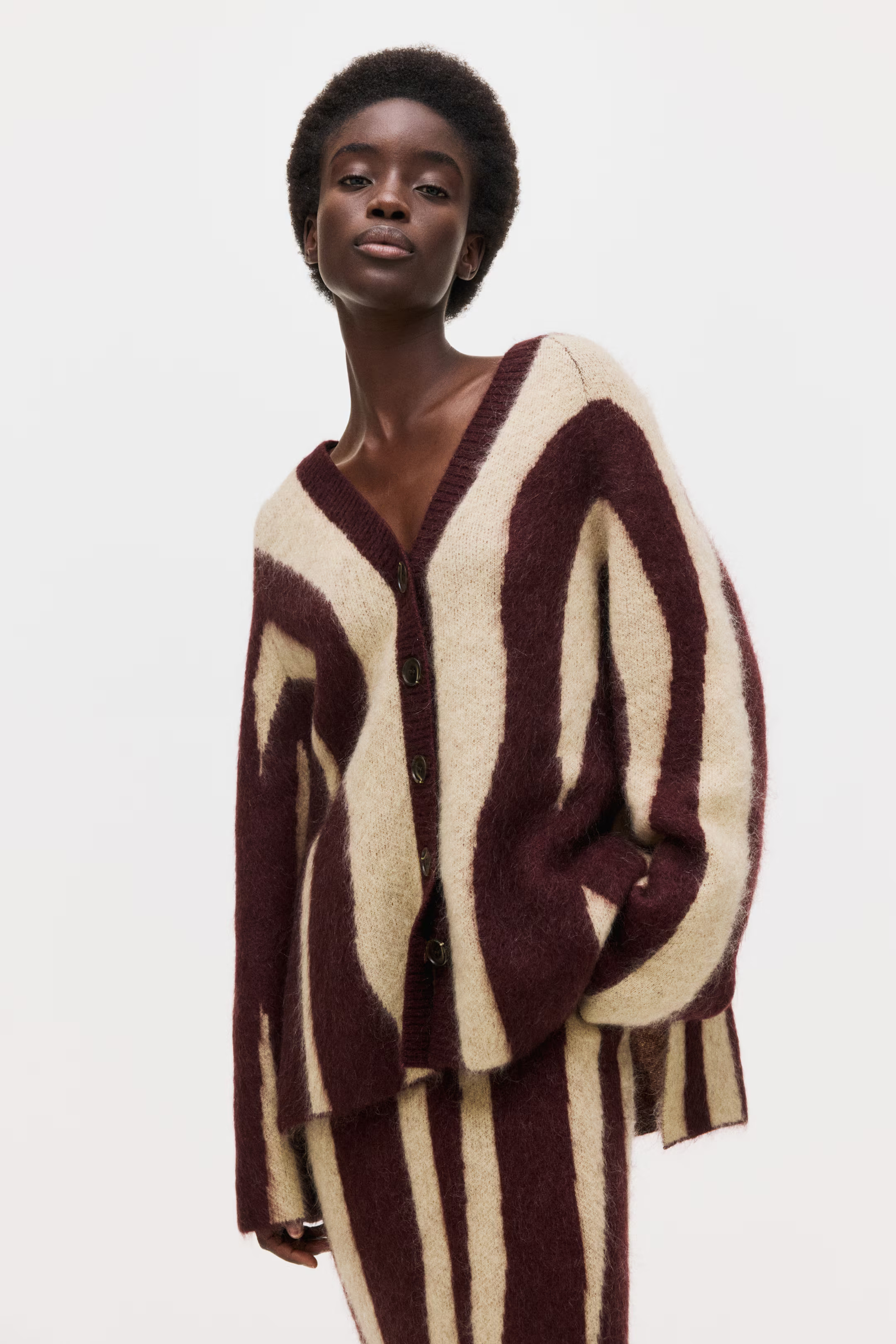 Jacquard-knit mohair-blend cardigan | H&M (UK, MY, IN, SG, PH, TW, HK)