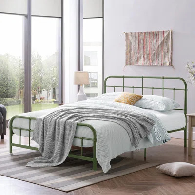 Metal Bed With Rounded Corner Headboard And Footboard, Durable And Stylish For Modern Bedrooms | Wayfair North America