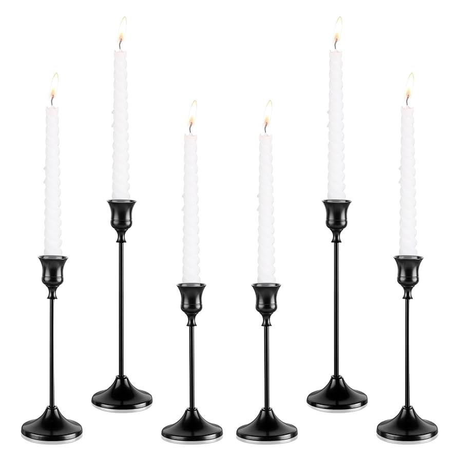 Candlestick Holders, 6PCS Metal Taper Candle Holder, Black Candle Holders for Candlesticks, Candl... | Amazon (US)