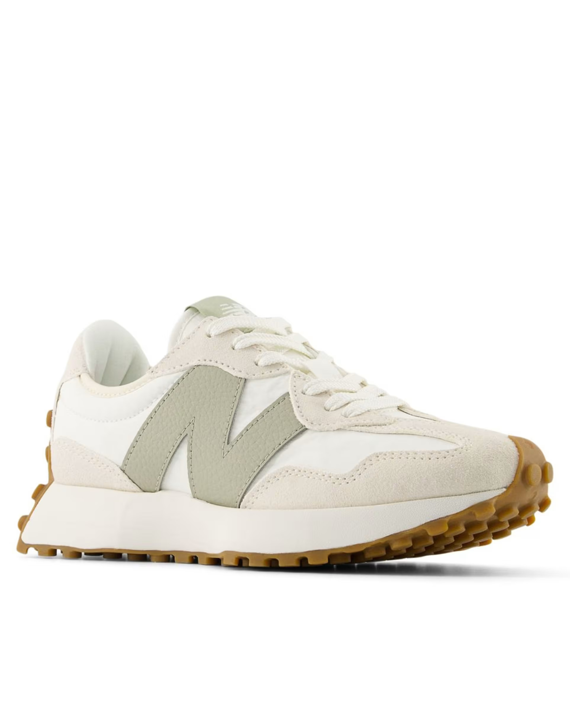 New Balance 327 sneakers in white and beige with light green detail | ASOS | ASOS (Global)