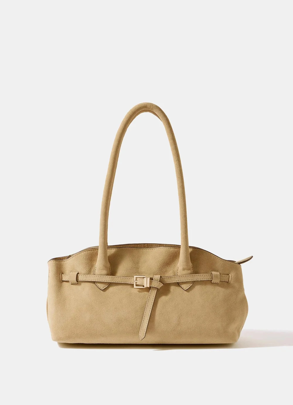 Brooke Neutral Suede Shoulder Bag | Mint Velvet