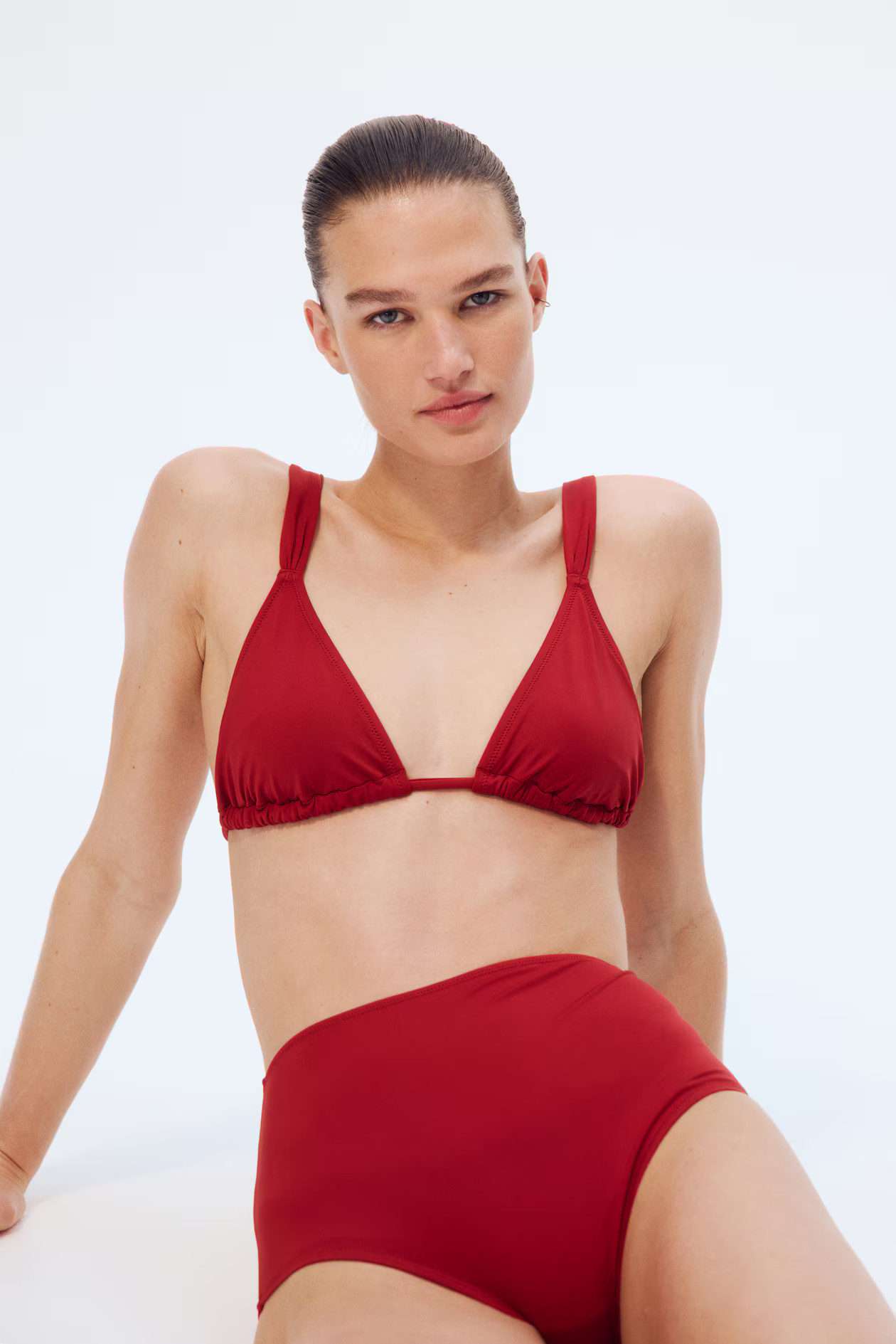 Padded Triangle Bikini Top - Dark red - Ladies | H&M US | H&M (US + CA)